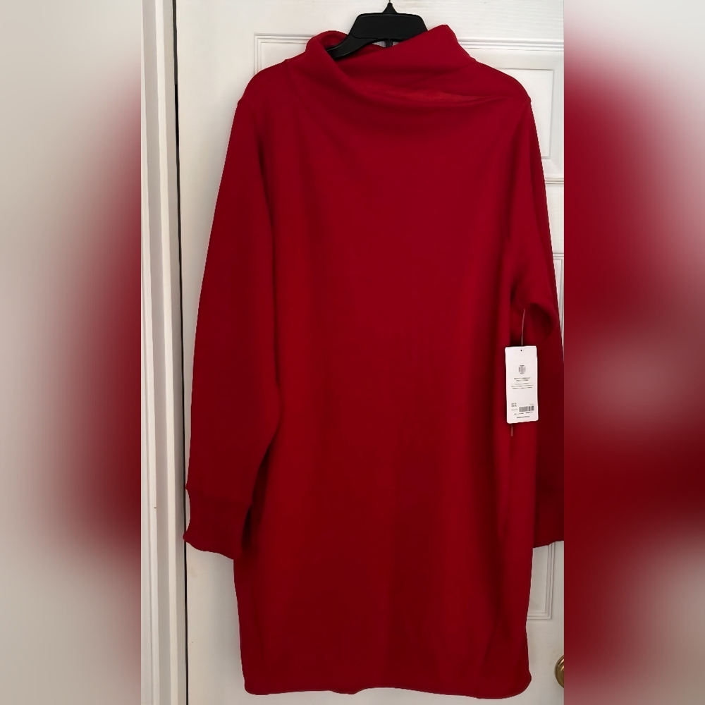 Athleta Cozy Karma Mock Neck Dress in Red 1x NWT